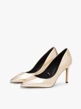 Gold Metallic Leather Pointed Stiletto Heels  Women