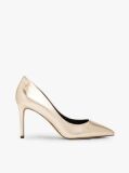 Gold Metallic Leather Pointed Stiletto Heels  Women