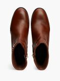 Brown Leather Chain Hardware Block Heel Boots  Women