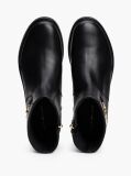 Black Leather Chain Hardware Ankle Boots  Women