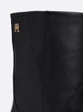 Black Leather Cuban Heel Mid Boots  Women