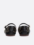 Black Leather Eyelet Detail Mary Jane Ballerinas  Women