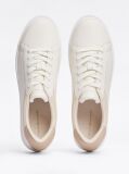 Beige Essential Metallic Leather Court Trainers  Women