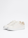 Beige Essential Metallic Leather Court Trainers  Women