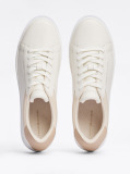 Beige Essential Metallic Leather Court Trainers  Women