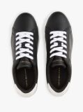 Black Essential Metallic Leather Court Trainers  Women