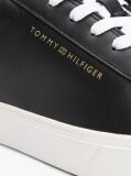 Black Essential Metallic Leather Court Trainers  Women