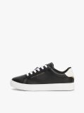 Black Essential Metallic Leather Court Trainers  Women