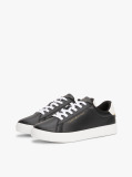 Black Essential Metallic Leather Court Trainers  Women