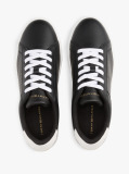 Black Essential Metallic Leather Court Trainers  Women