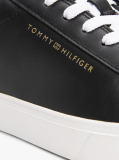 Black Essential Metallic Leather Court Trainers  Women