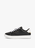 Black Essential Metallic Leather Court Trainers  Women