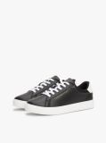 Black Essential Metallic Leather Court Trainers  Women