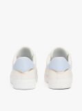 White Essential Metallic Leather Court Trainers  Women