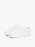 White Essential Metallic Leather Court Trainers  Women