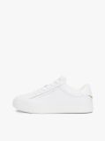 White Essential Metallic Leather Court Trainers  Women