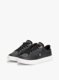 Black TH Monogram Leather Court Trainers  Women