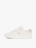 White TH Monogram Leather Court Trainers  Women