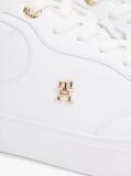 White TH Monogram Leather Court Trainers  Women