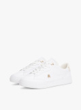 White TH Monogram Leather Court Trainers  Women