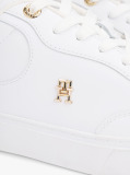 White TH Monogram Leather Court Trainers  Women