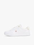 White TH Monogram Leather Court Trainers  Women