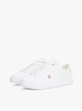 White TH Monogram Leather Court Trainers  Women