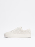 Beige TH Monogram Leather Flatform Trainers  Women