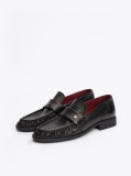 Black TH Monogram Leather Pleated Loafers  Women