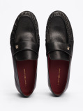 Black TH Monogram Leather Pleated Loafers  Women