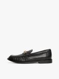Black Leather Horsebit Loafers  Women