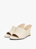 Beige Leather TH Monogram Plaque Wedge Mules  Women