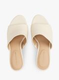Beige Leather TH Monogram Plaque Wedge Mules  Women