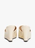 Beige Leather TH Monogram Plaque Wedge Mules  Women