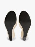 Beige Leather TH Monogram Plaque Wedge Mules  Women