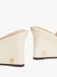 Beige Leather TH Monogram Plaque Wedge Mules  Women