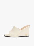 Beige Leather TH Monogram Plaque Wedge Mules  Women