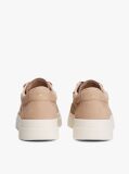Beige Leather Metallic Logo Court Trainers  Women