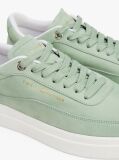 Green Leather Metallic Logo Court Trainers  Women