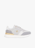 Multi Leather Textured Panel Metallic Trainers  Women