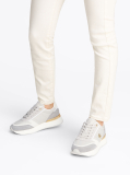 Multi Leather Textured Panel Metallic Trainers  Women