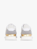 Multi Leather Textured Panel Metallic Trainers  Women