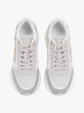 Multi Leather Textured Panel Metallic Trainers  Women
