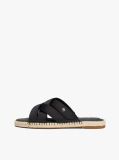 Black Satin Espadrille Mules  Women