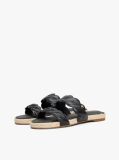 Black Leather Embossed Espadrille Mules  Women
