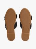 Black Leather Embossed Espadrille Mules  Women