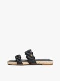 Black Leather Embossed Espadrille Mules  Women