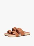 Brown Leather Embossed Espadrille Mules  Women