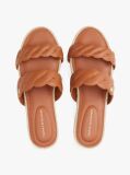 Brown Leather Embossed Espadrille Mules  Women