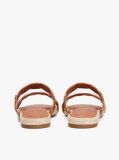 Brown Leather Embossed Espadrille Mules  Women